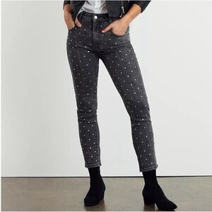 PILCRO Women Denim Jeans Black Rhinestone Embellished High Rise Slim Size 28
